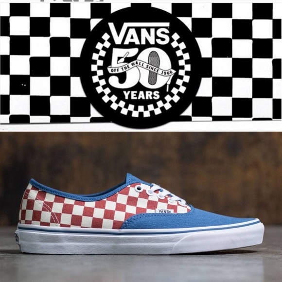 vans checkerboard red and blue